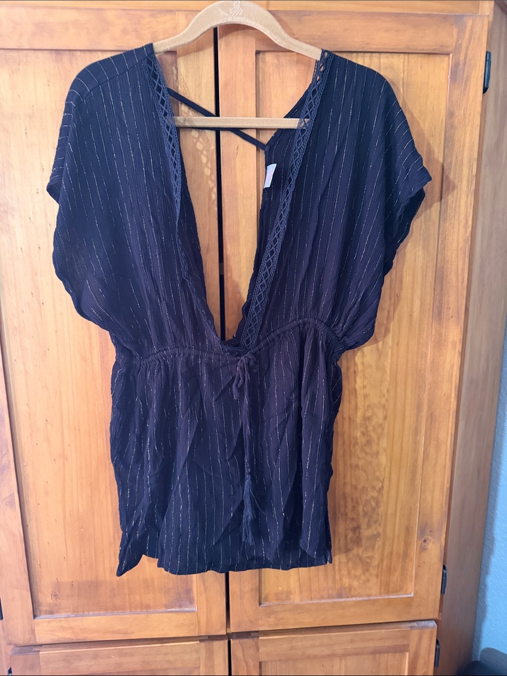 Black with gold swimsuit cover